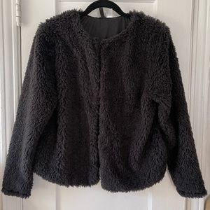 Black Fuzzy Sherpa Style Jacket